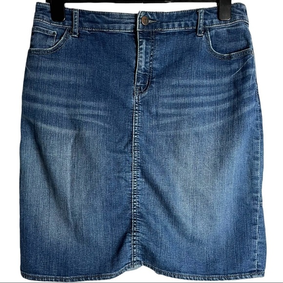 PILCRO and the Letterpress Stretch Denim Skirt - Picture 1 of 5
